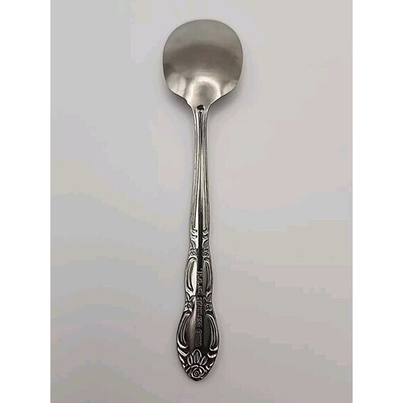 Wesley Forge WLF2 Sugar Spoon Stainless Steel 5 7/8" Floral Design Art Deco MCM - Picture 2 of 8